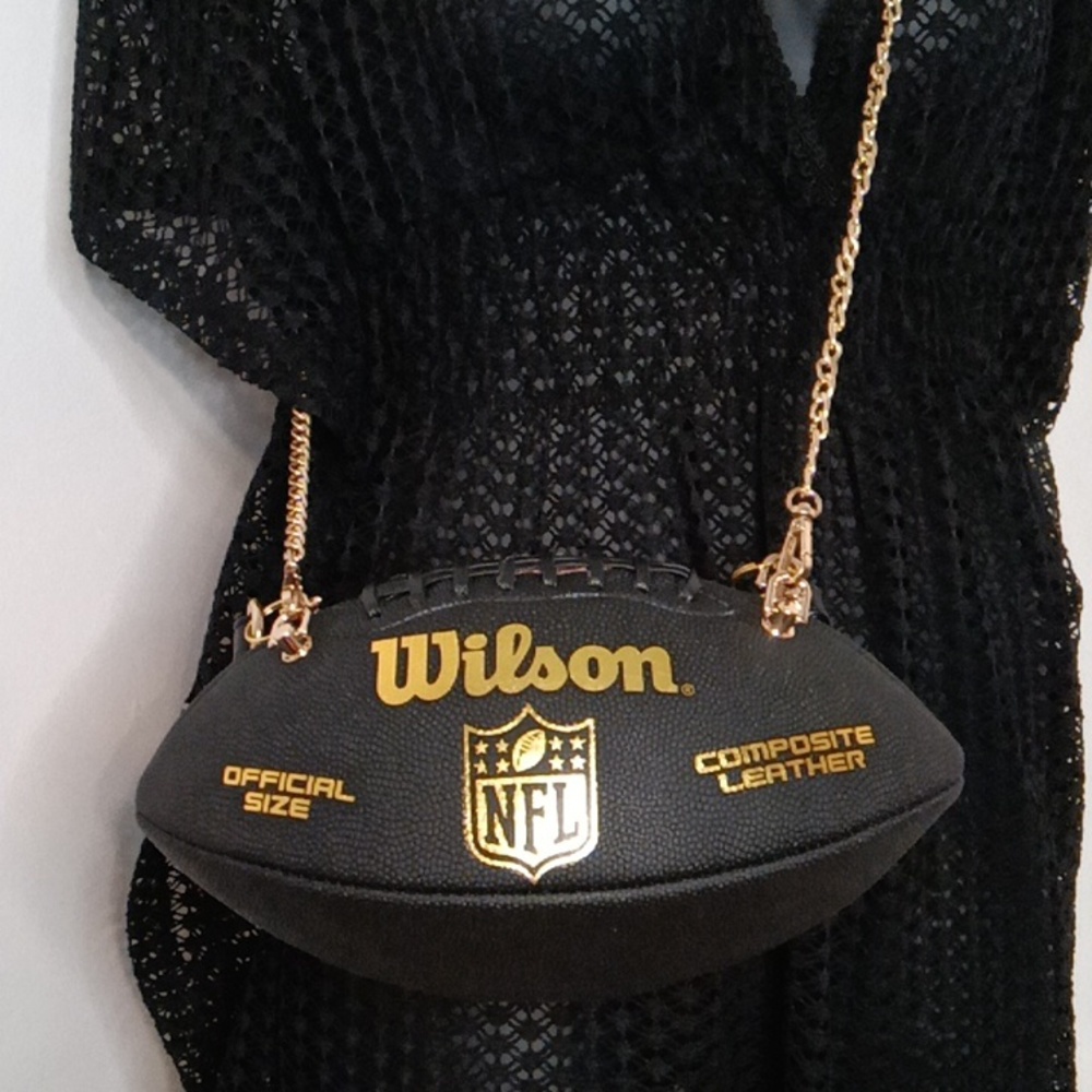 LIMITED EDITION Black and Gold Leather Football Bag π - Picture 5 of 17